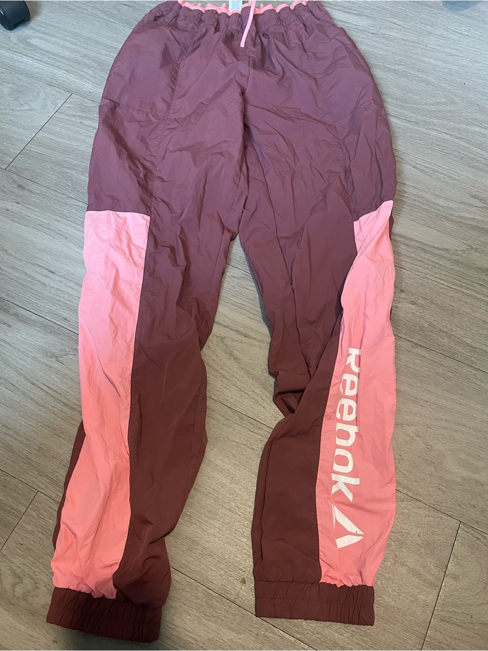 Reebok Maroon and Pink Colorblock Windbreaker Joggers